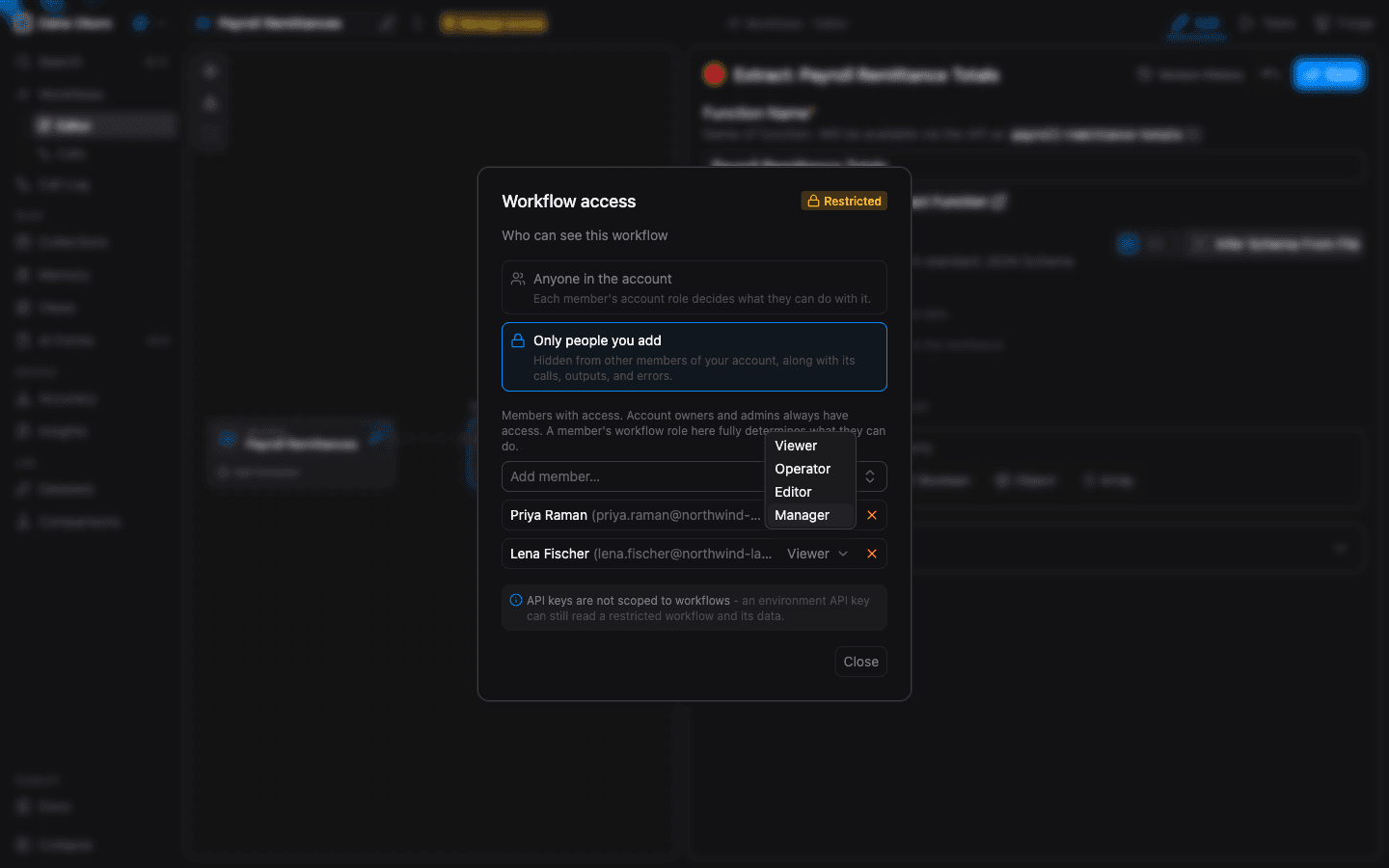 Managing workflow access