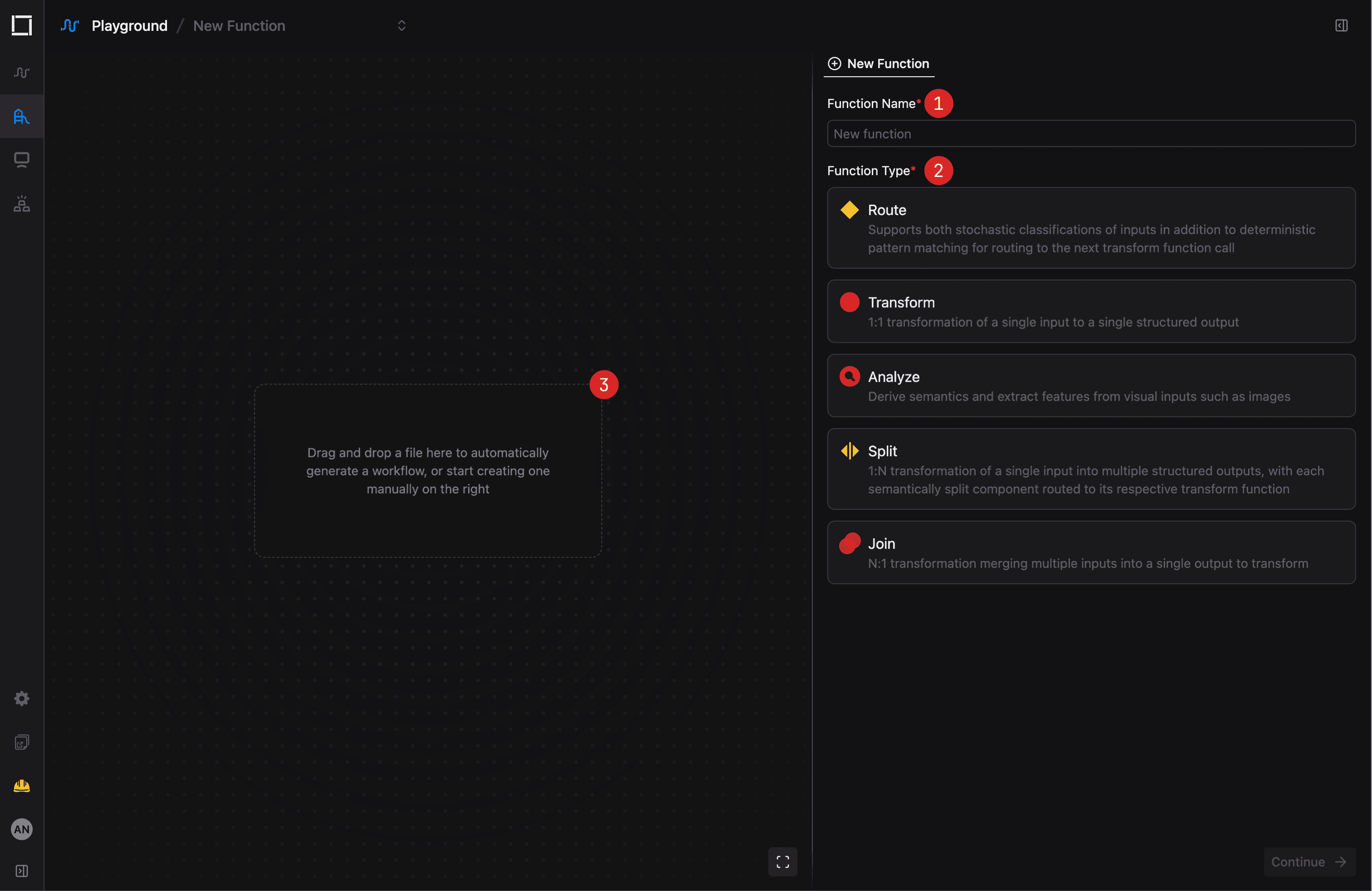 Creating a new function from the Playground